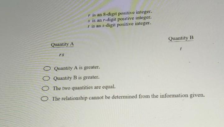 Solved r is an 8-digit positive integer. s is an r-digit | Chegg.com
