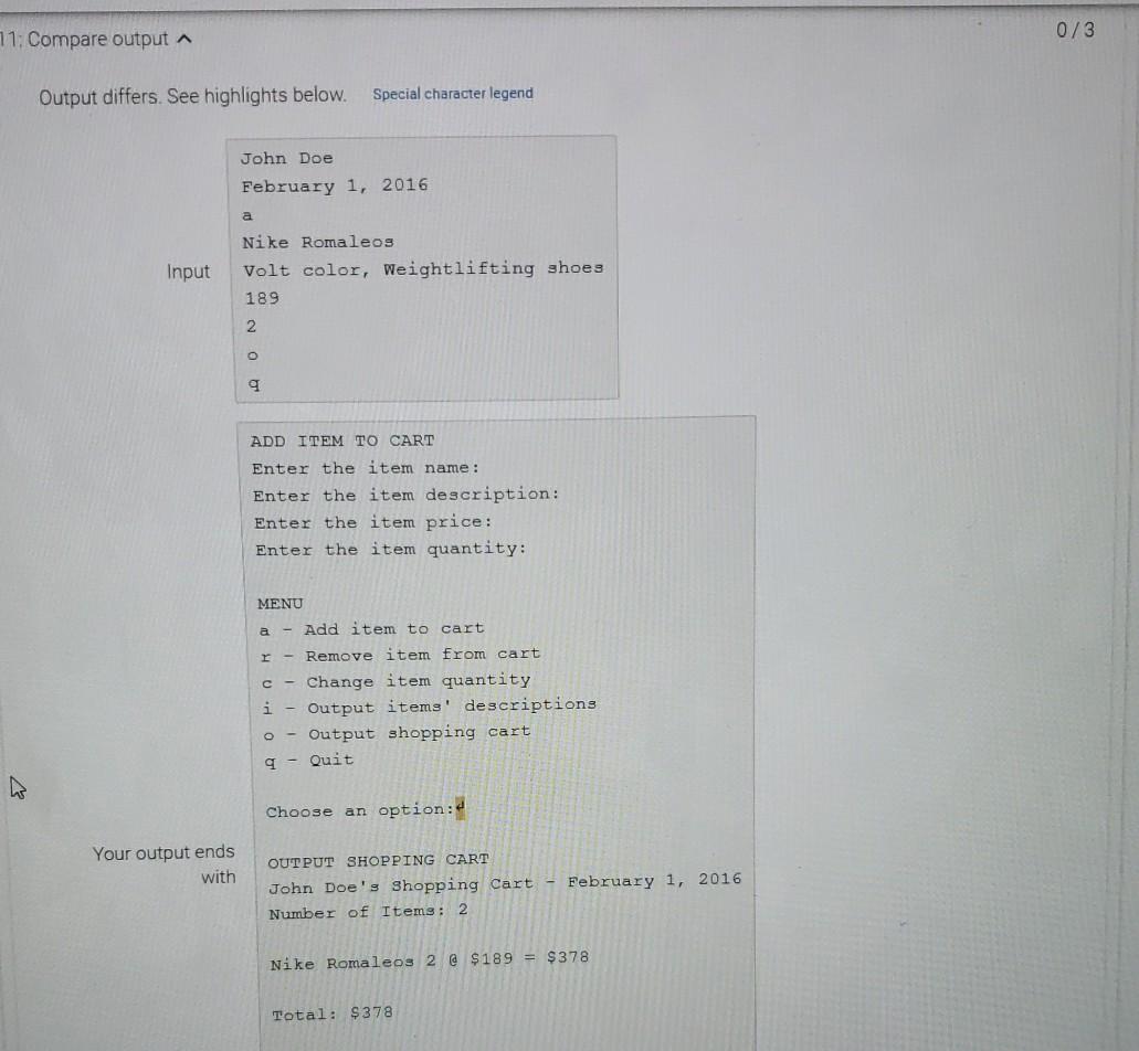Solved 7.26 LAB*: Program: Online shopping cart (Part 2) | Chegg.com