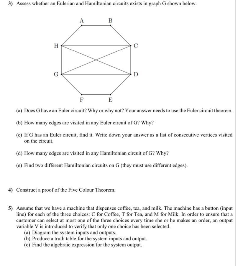 Solved 3) Assess Whether An Eulerian And Hamiltonian | Chegg.com