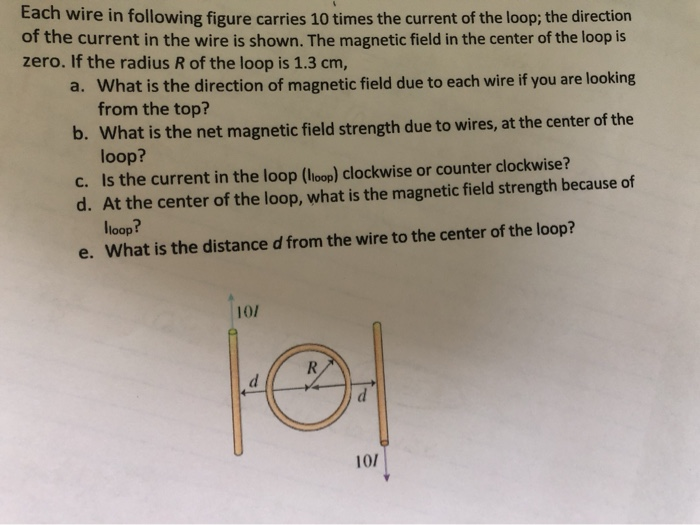 Solved Each wire in following figure carries 10 times the | Chegg.com