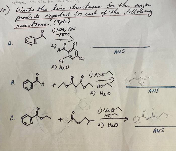 Solved Write the line structures for the major producto | Chegg.com