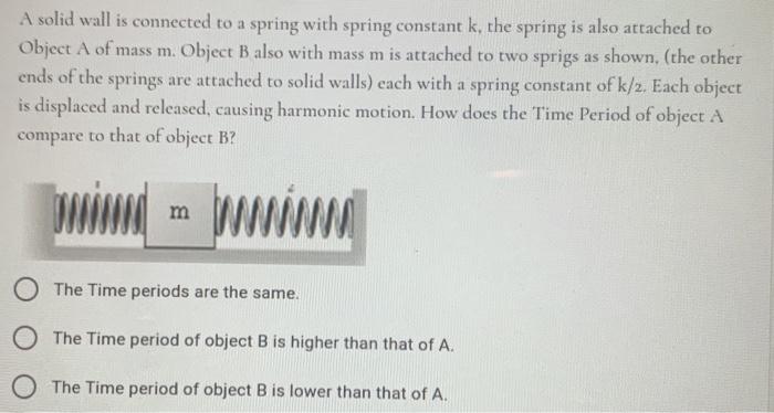 Solved A solid wall is connected to a spring with spring | Chegg.com