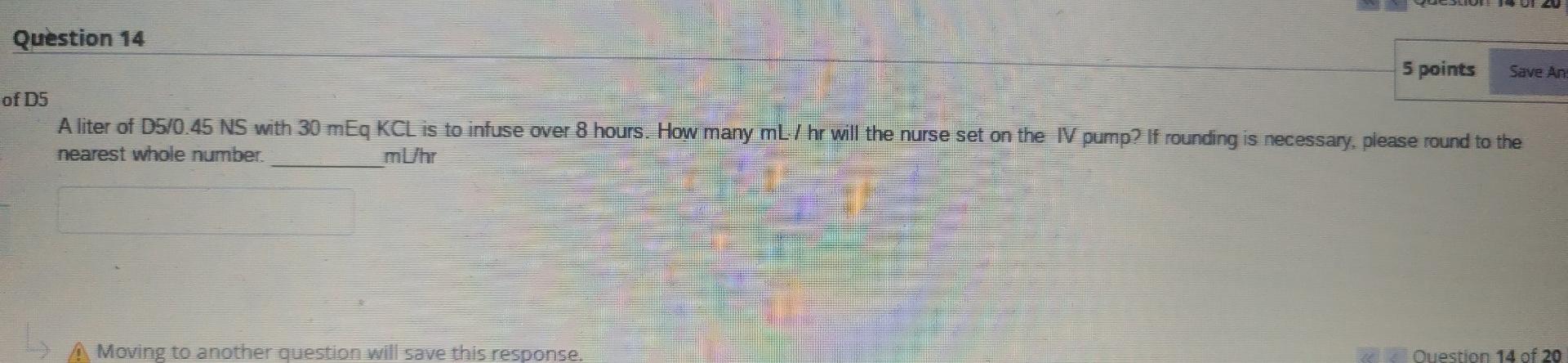 Solved Question 14 5 points Save Ans of D5 A liter of | Chegg.com