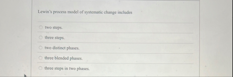 Solved Lewin's process model of systematic change | Chegg.com