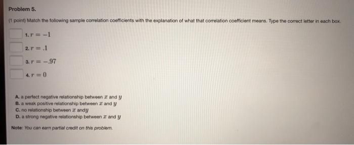 Solved Problem 5. point) Match the following sample | Chegg.com