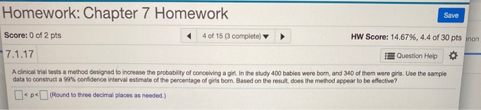 Solved Homework: Chapter 7 Homework Save Score: 0 of 2 pts 4 | Chegg.com