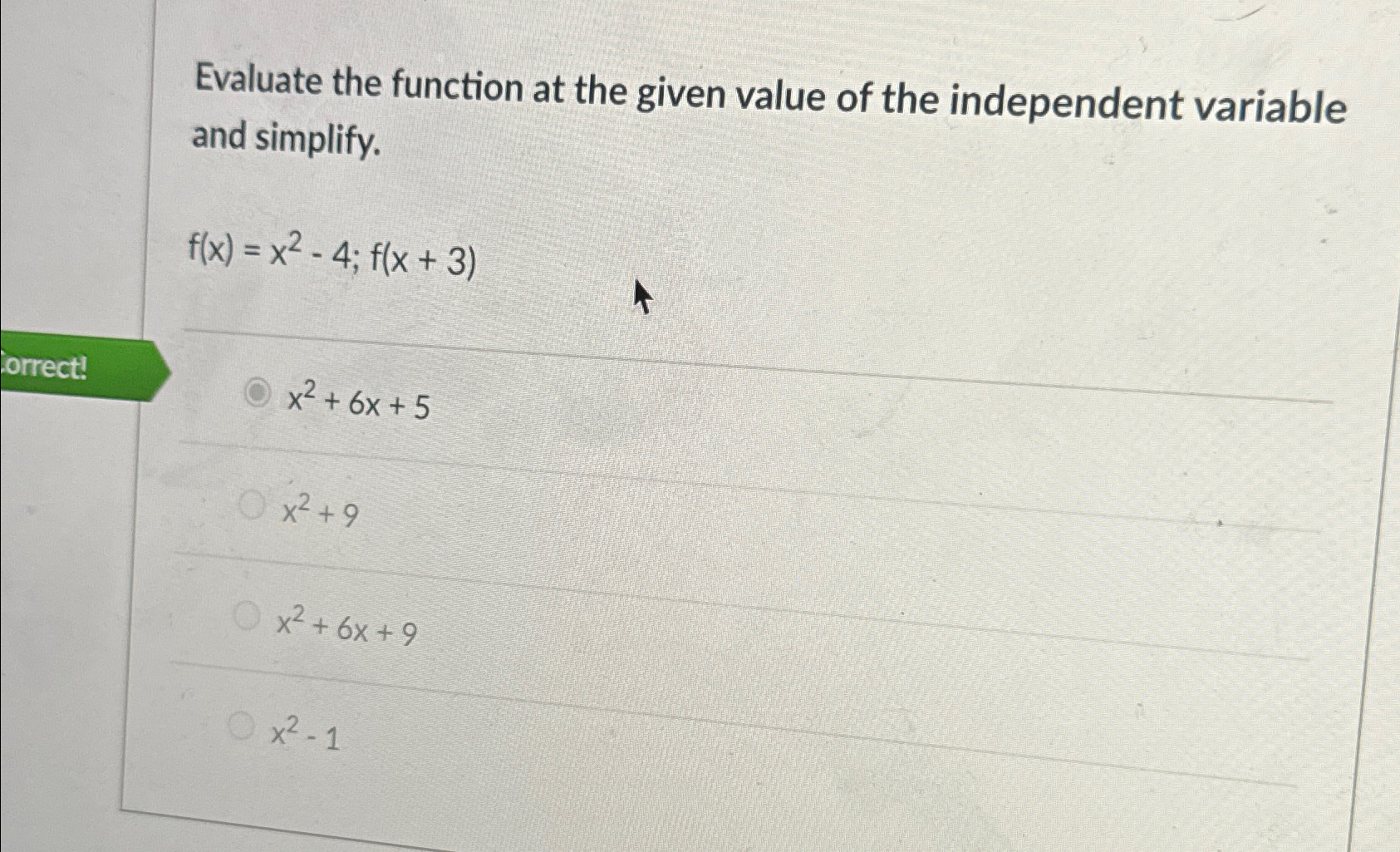 Solved Evaluate the function at the given value of the | Chegg.com
