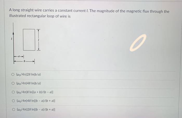 Solved A long straight wire carries a constant current I. | Chegg.com