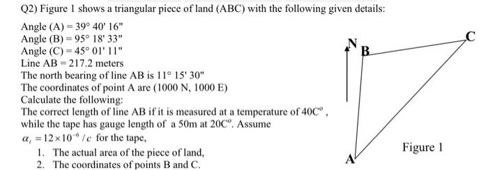 Solved С Q2) Figure 1 Shows A Triangular Piece Of Land (ABC) | Chegg.com