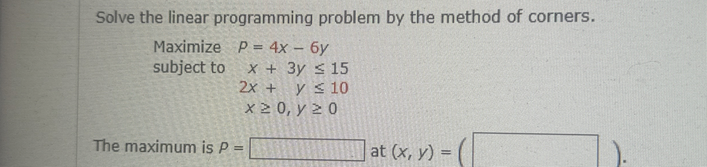 Solved Solve the linear programming problem by the method of | Chegg.com