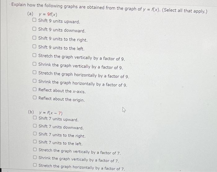 Solved Explain How The Following Graphs Are Obtained From Chegg