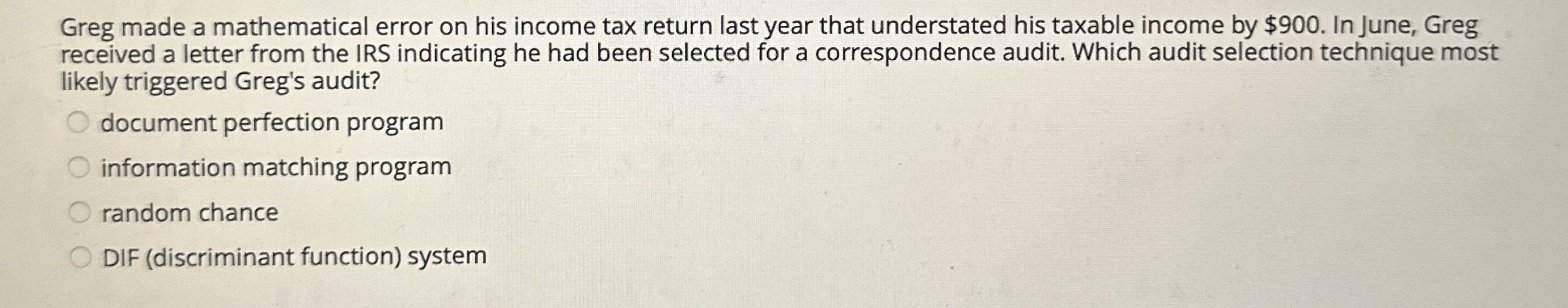Solved Greg made a mathematical error on his income tax | Chegg.com