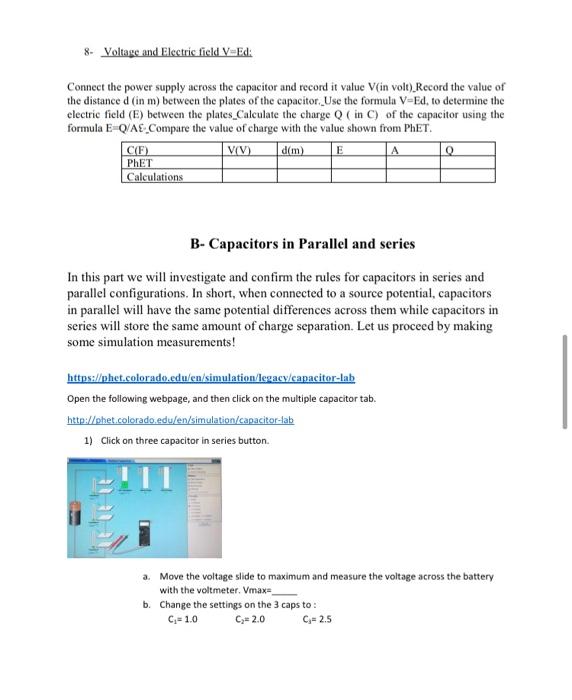 Solved Name Physics 102 122 Lab 5 A Parallel Plates Chegg Com