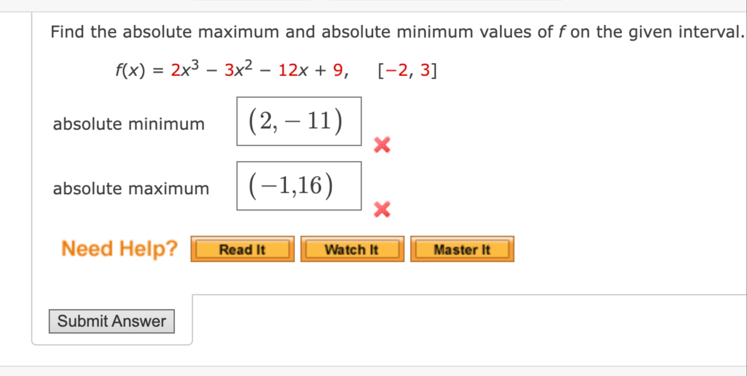 Solved Find the absolute maximum and absolute minimum values | Chegg.com