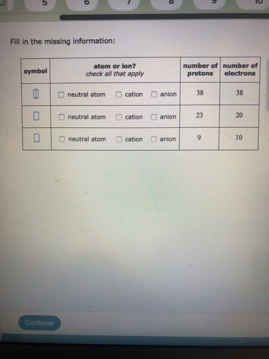 Solved b . 10 Fill in the missing information: symbol atom | Chegg.com
