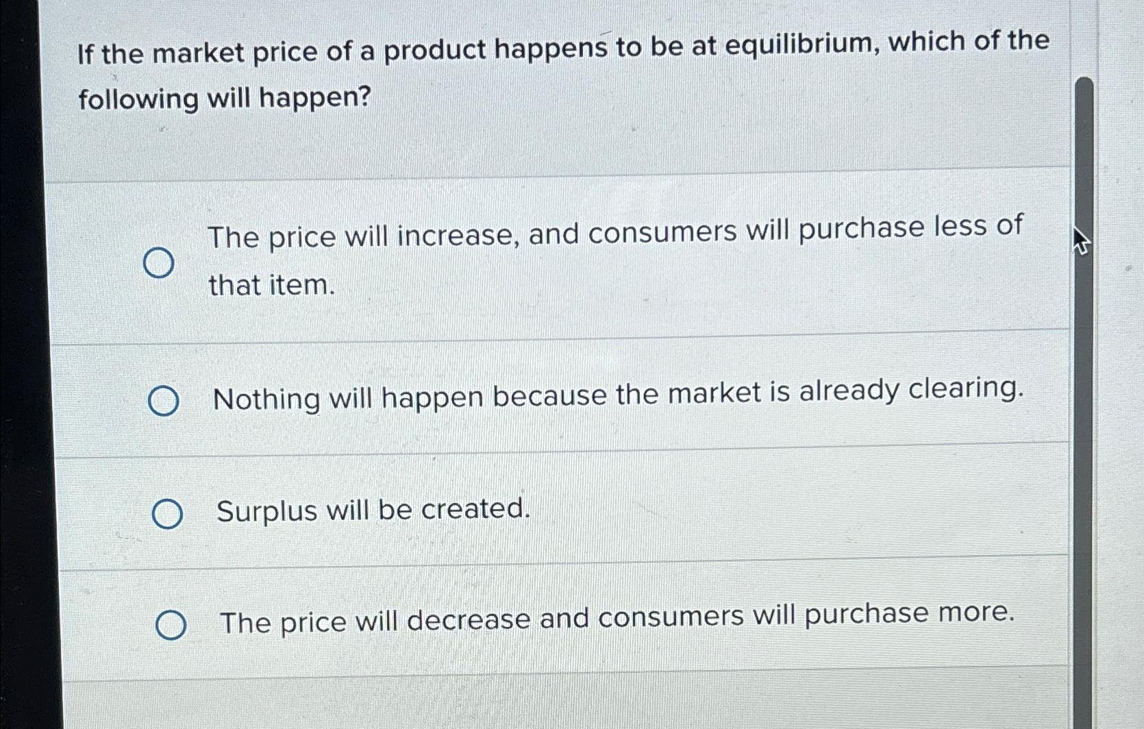 Solved If the market price of a product happens to be at | Chegg.com