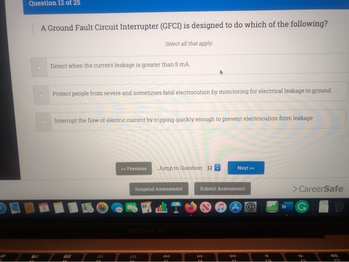 Solved Question 12 01 25 A Ground Fault Circuit Interrupter | Chegg.com