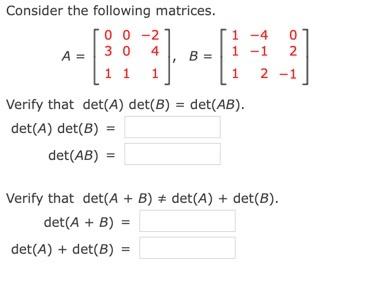 Solved Consider the following matrices. Гоо -2 B 1 1 4 A = | Chegg.com