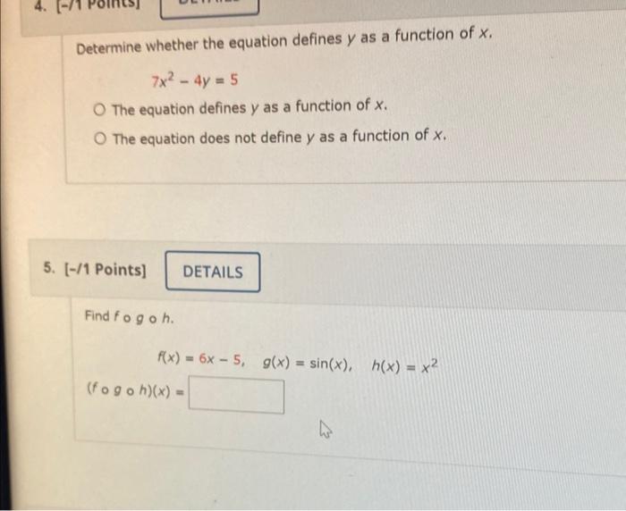 Solved Determine whether the equation defines y as a | Chegg.com