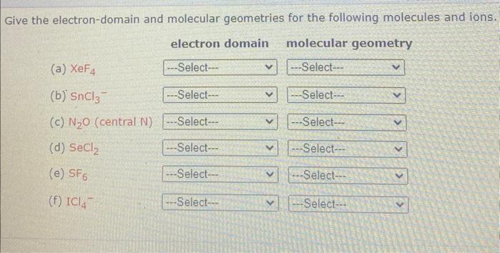 Give the electron domain and molecular geometry for N2O