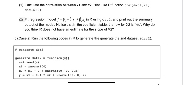 Solved Problem Ii This Problem Uses The Simulated Data T Chegg Com