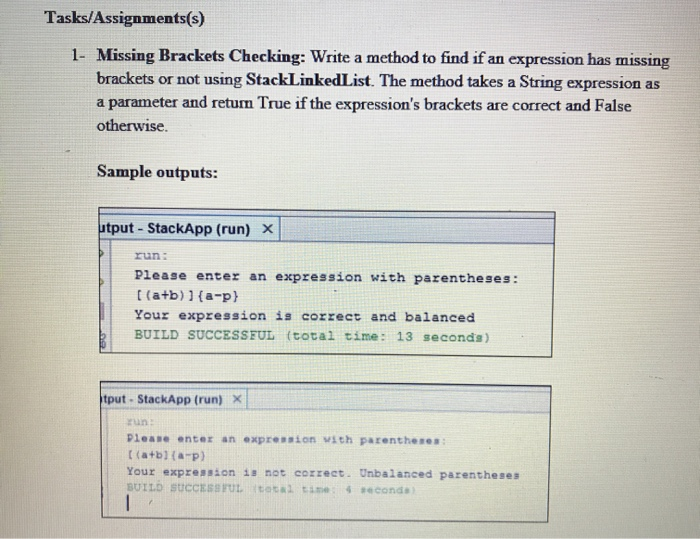 Solved Tasks/Assignments(s) 1 Missing Brackets Checking