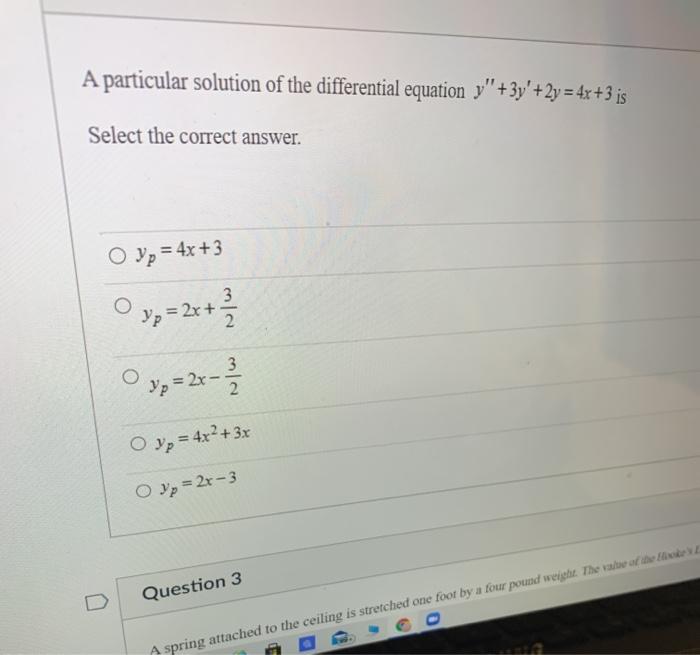 Solved A particular solution of the differential equation y" | Chegg.com