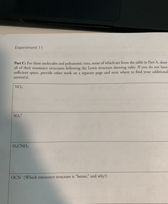 Solved Experiment 11 beeaalgnon Part C: For these molecules | Chegg.com