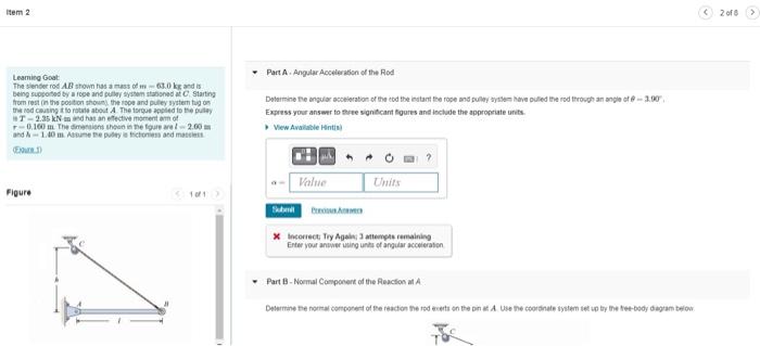 Solved Part B - Normal Component of the Reaction at A | Chegg.com