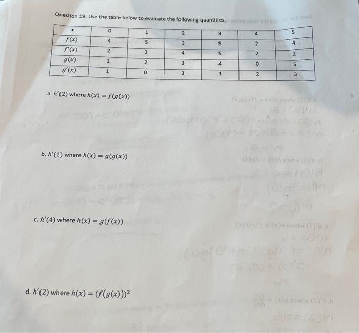 Solved Question 19: Use the table below to evaluate the | Chegg.com
