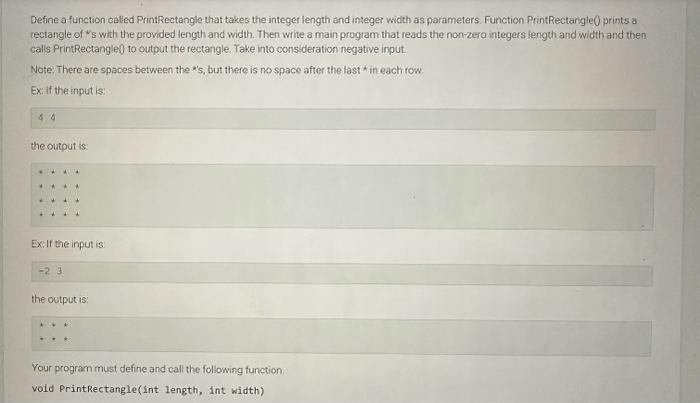 Define a function caled PrintRectangle that takes the | Chegg.com