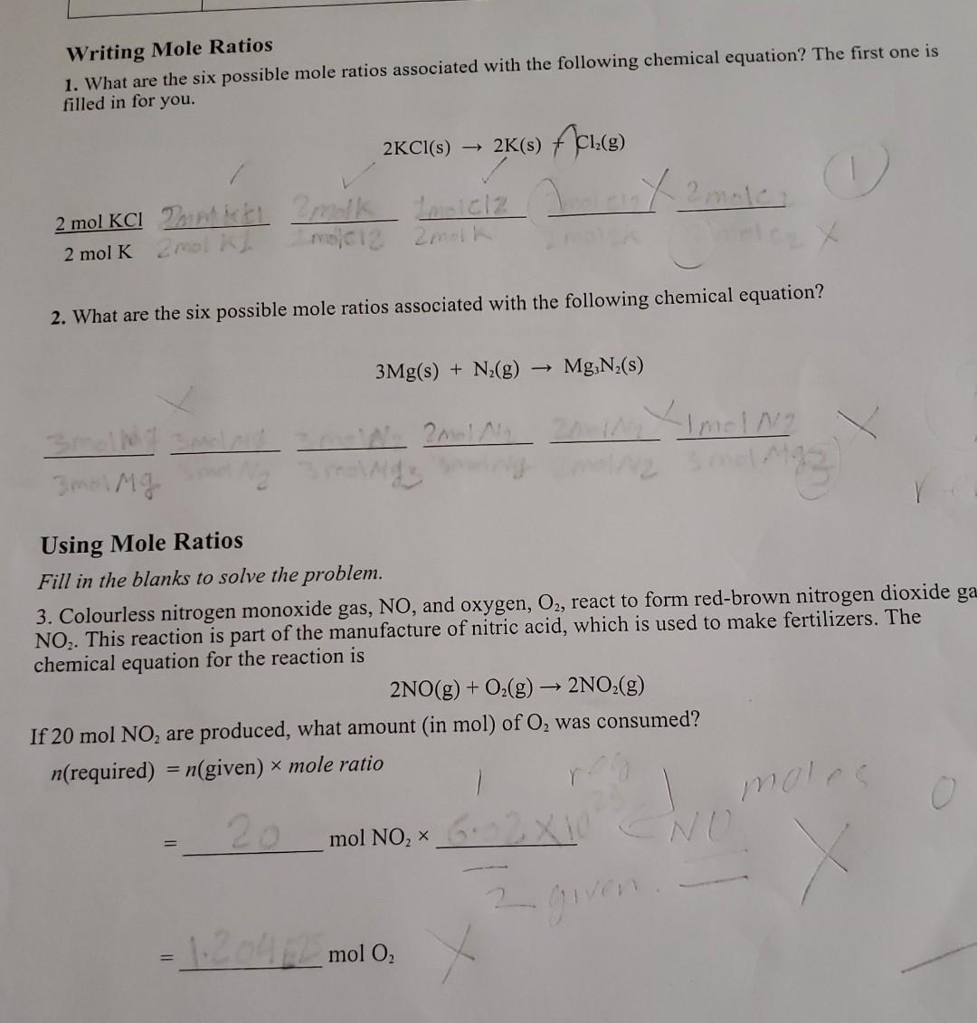 Solved Writing Mole Ratios 1 What Are The Six Possible Mole Chegg Com   Image 