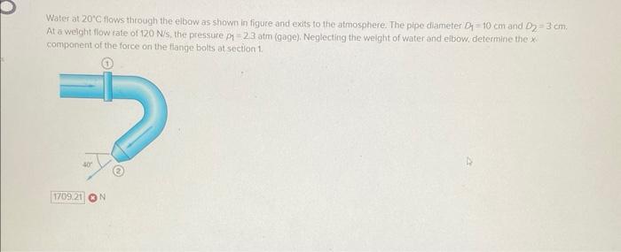 Solved Water at 20∘C flows through the elbow as shown in | Chegg.com