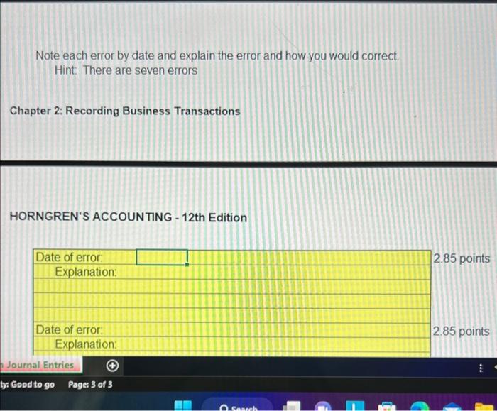 Solved I am asked to find seven errors in the daily | Chegg.com