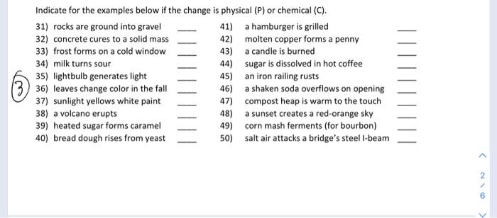 Solved Indicate for the examples below if the change is | Chegg.com