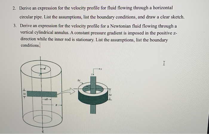 Solved 2. Derive an expression for the velocity profile for | Chegg.com