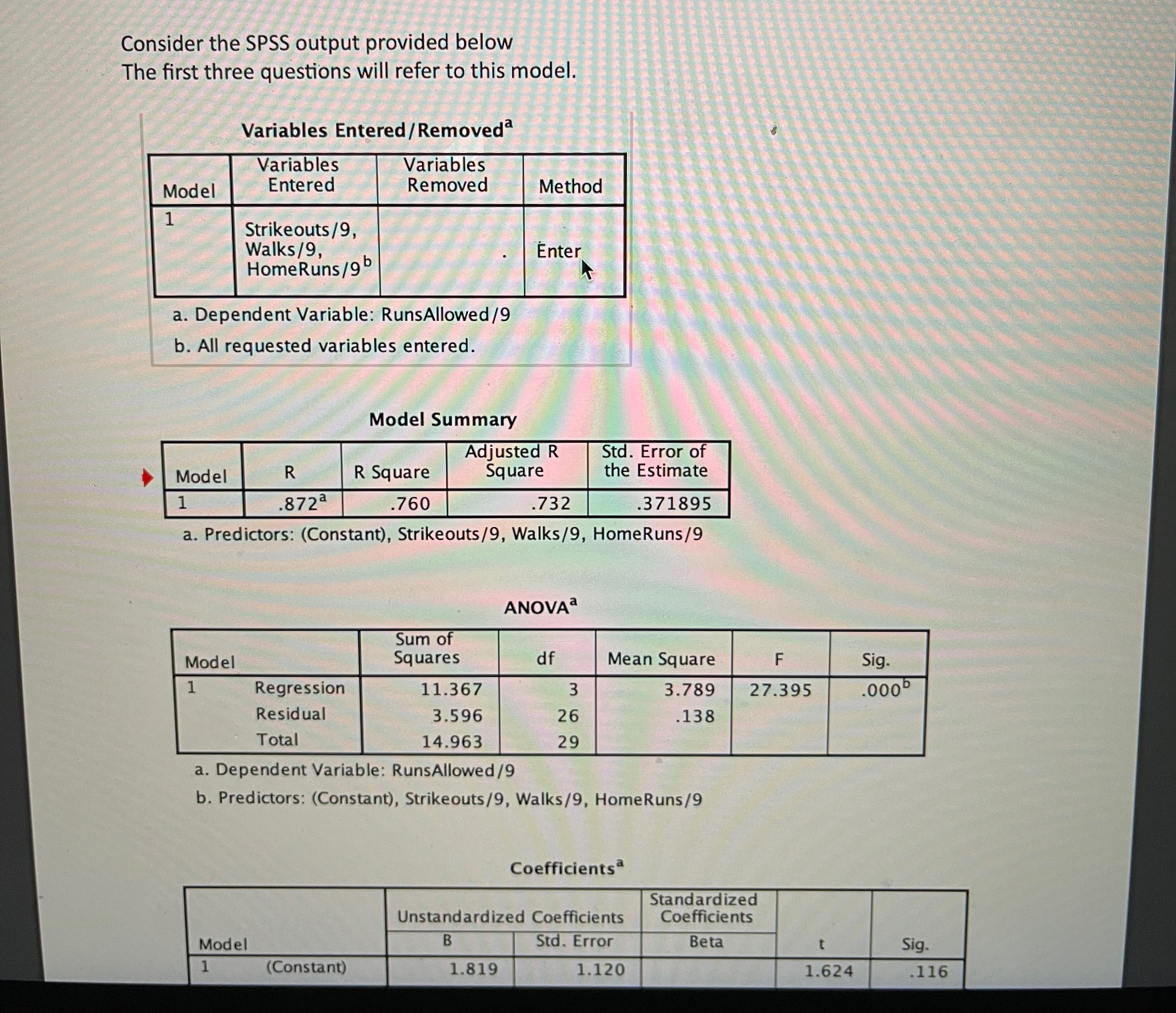Consider the SPSS output provided belowThe first | Chegg.com
