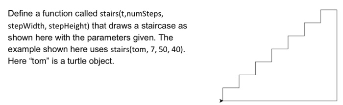 Solved Define a function called stairs(t,numSteps, | Chegg.com