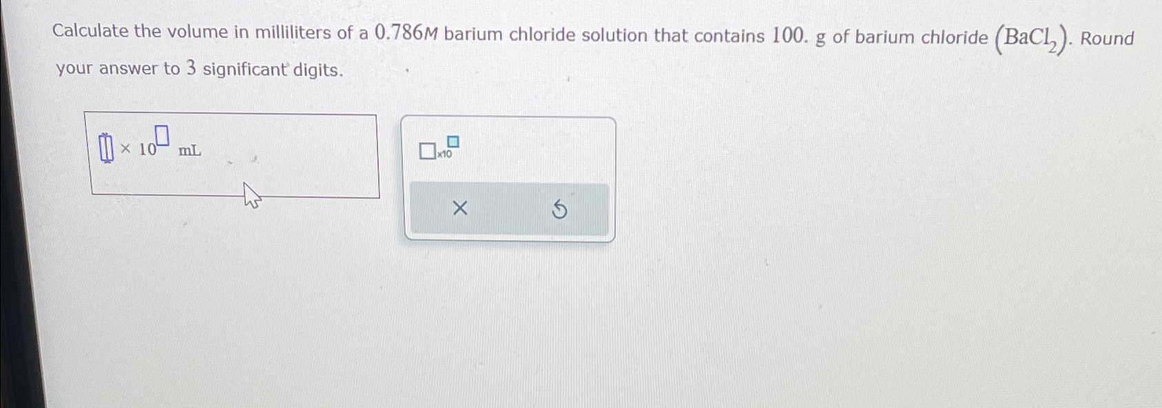 Solved Calculate the volume in milliliters of a 0.786M | Chegg.com