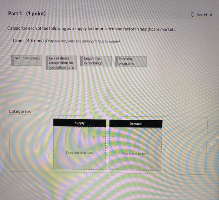 Solved Part 1 (1 point) See Hint Categorize each of the | Chegg.com