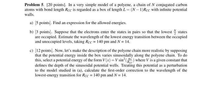 Solved Problem 5. [ 20 points]. In a very simple model of a | Chegg.com