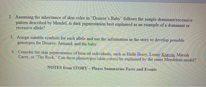 the case of desirees baby a mendelian approach answers