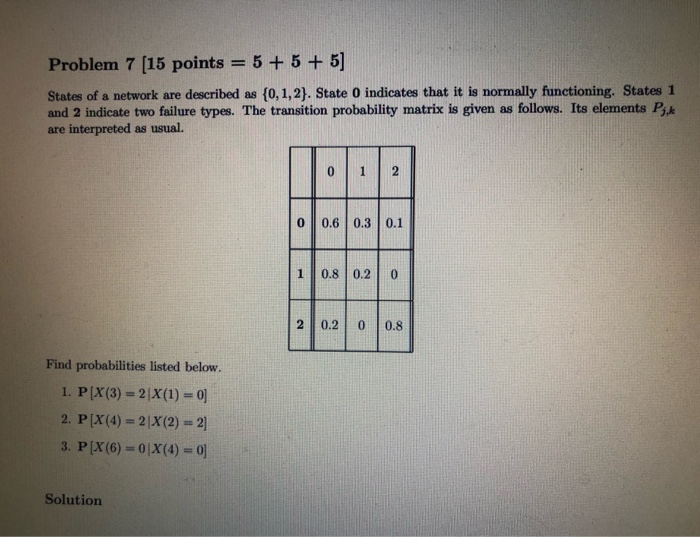 Solved Problem 7 (15 points = 5 + 5 + 5] States of a network | Chegg.com