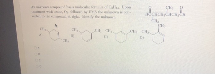 Solved An unknown compound has a molecular formula of C.H . | Chegg.com