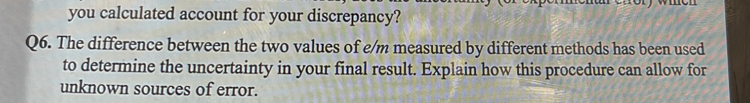 Solved Q6. ﻿The difference between the two values of em | Chegg.com