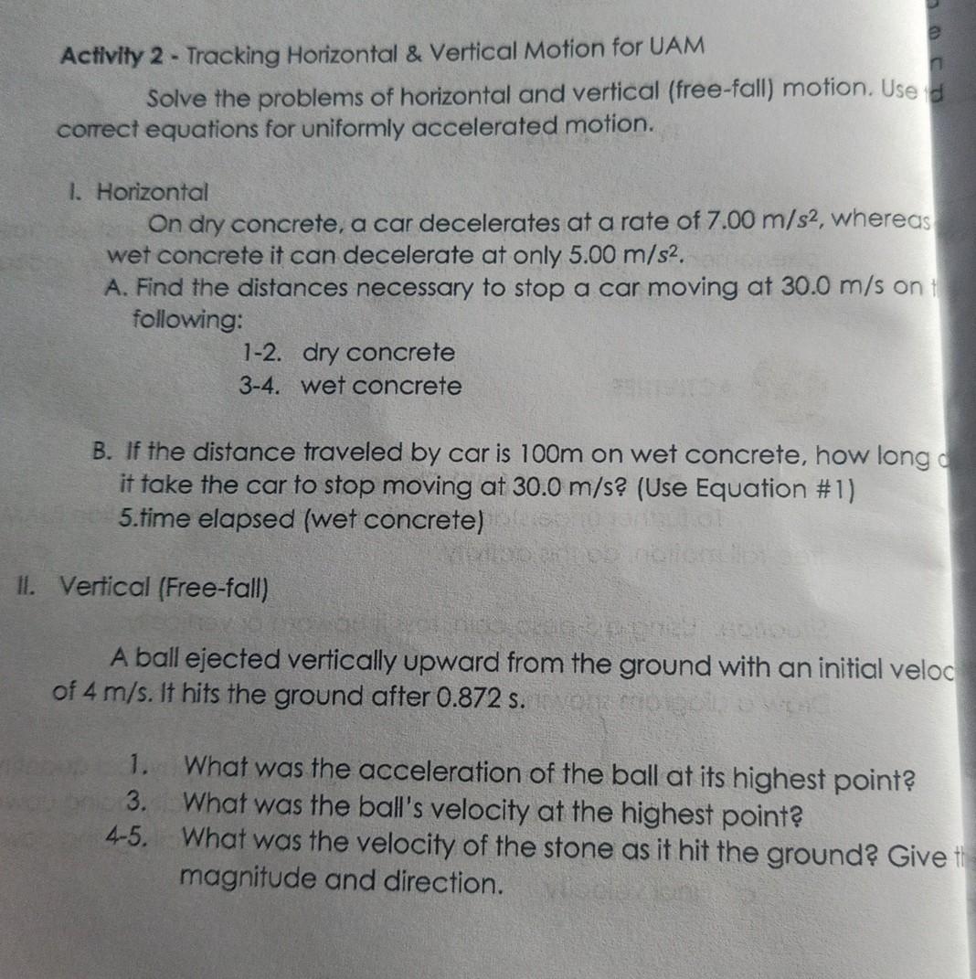 Solved - Activity 2 - Tracking Horizontal & Vertical Motion | Chegg.com