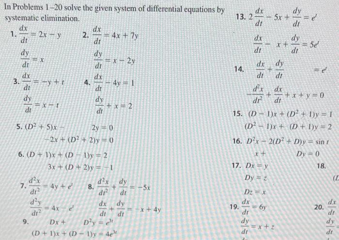 Solved In Problems 1 20 Solve The Given System Of