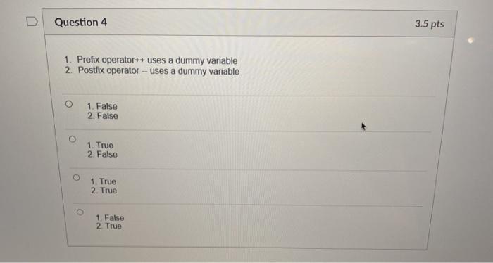 Solved Question 3 3.5 pts All of the following options below | Chegg.com