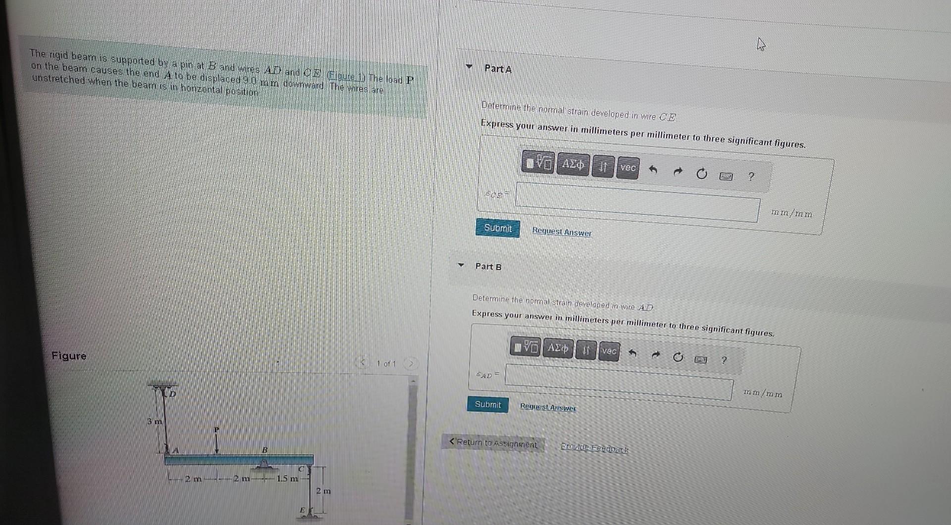 Solved Determine the normal strain developed ir wire CRE | Chegg.com