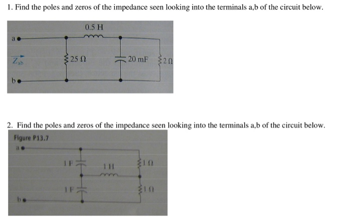 Solved 1. Find the poles and zeros of the impedance seen | Chegg.com